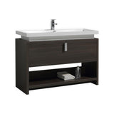 Levi 48" Dark Gray Oak Modern Bathroom Vanity w/ Cubby Hole