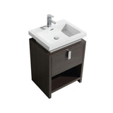 Levi 24" Dark Gray Oak Modern Bathroom Vanity w/ Cubby Hole