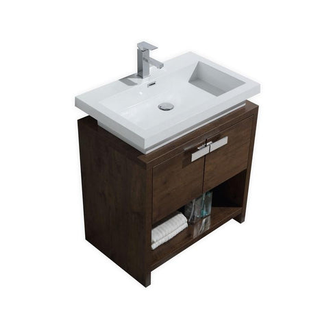 Levi 30" Rose Wood Modern Bathroom Vanity w/ Cubby Hole