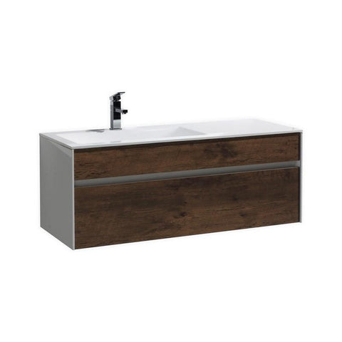 Fitto 48" Rose Wood Wall Mount Modern Bathroom Vanity - Single Sink