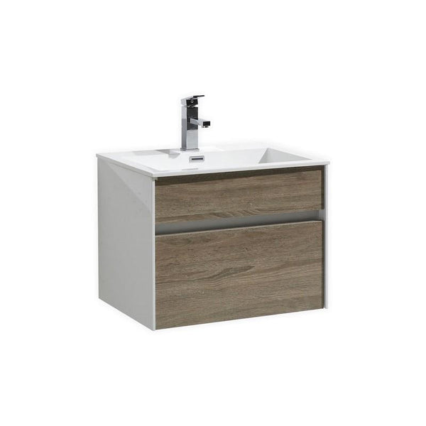 Fitto 24" Havana Oak Wall Mount Modern Bathroom Vanity