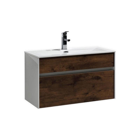 Fitto 32" Rose Wood Wall Mount Modern Bathroom Vanity