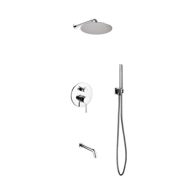 Aqua Rondo Shower Set w/ 12" Rain Shower, Handheld and Tub Filler