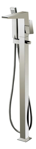 Dawn? Floor Mount Freestanding bathtub filler faucet with hand held shower, Lever handle, Brushed Nickel