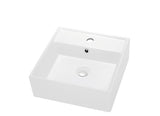 Dawn? Vessel Above-Counter Square Ceramic Art Basin with Single Hole for Faucet and Overflow