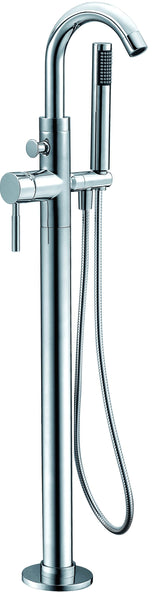 Dawn? Floor Mount Freestanding bathtub filler faucet with hand held shower, Lever handle, Chrome