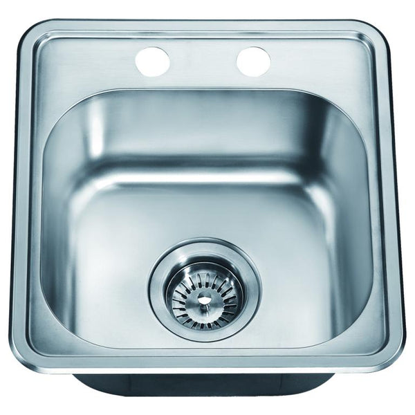 Dawn? Top Mount Single Bowl Bar Sink with Two Pre-cut Faucet Holes