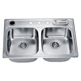 Dawn? Top Mount Equal Double Bowl Sink (Included Accessories: Dawn? Knife Shelf KS322 and Dawn? Utensil Holder UH322)
